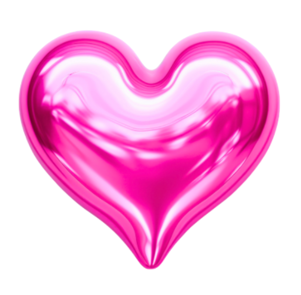 Shiny pink heart-shaped object on a white background