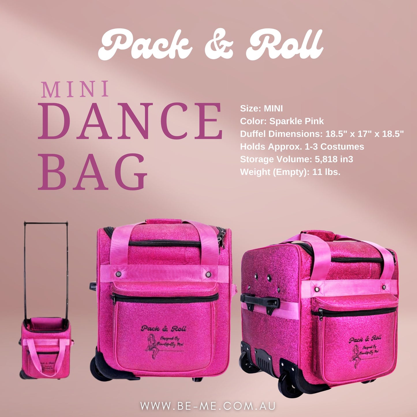 Mini Pink Pack & Roll Dance Bags